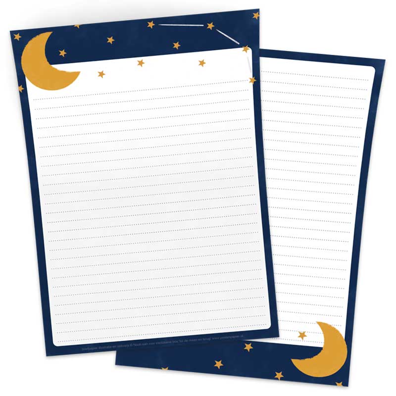 A5 Briefpapier Maan en Sterren - Afbeelding 2