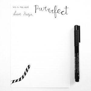 Set van 5 vellen A5 briefpapier met kattenstaart en tekst 'purrrfect' van Nouk-san