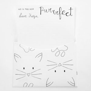 Set van 5 vellen A5 briefpapier met kattenstaart en tekst 'purrrfect' van Nouk-san