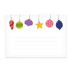 Voorkant envelop kerstballen van Nouk-san