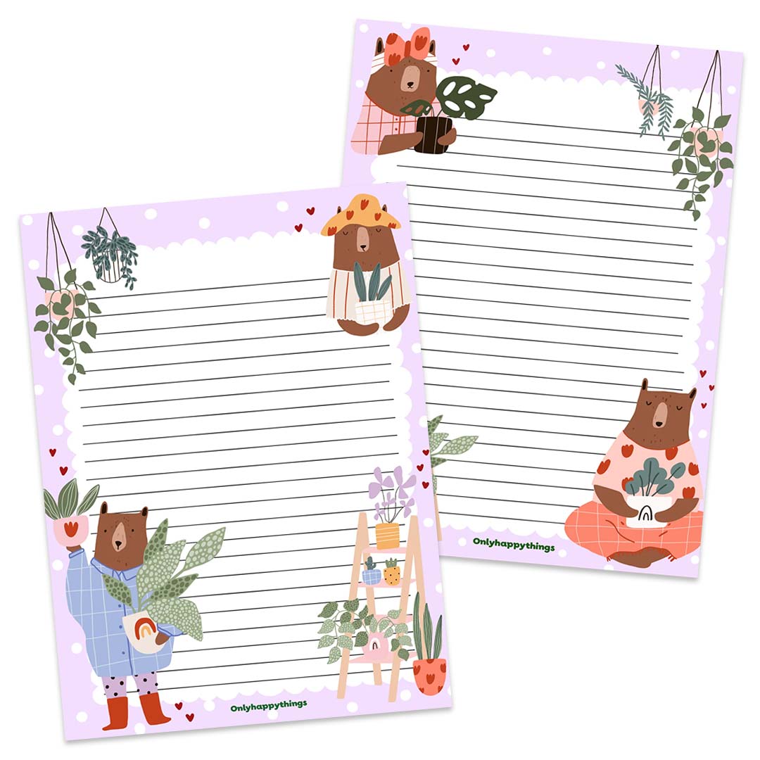 A5 Briefpapier Bears & Plants - Afbeelding 2