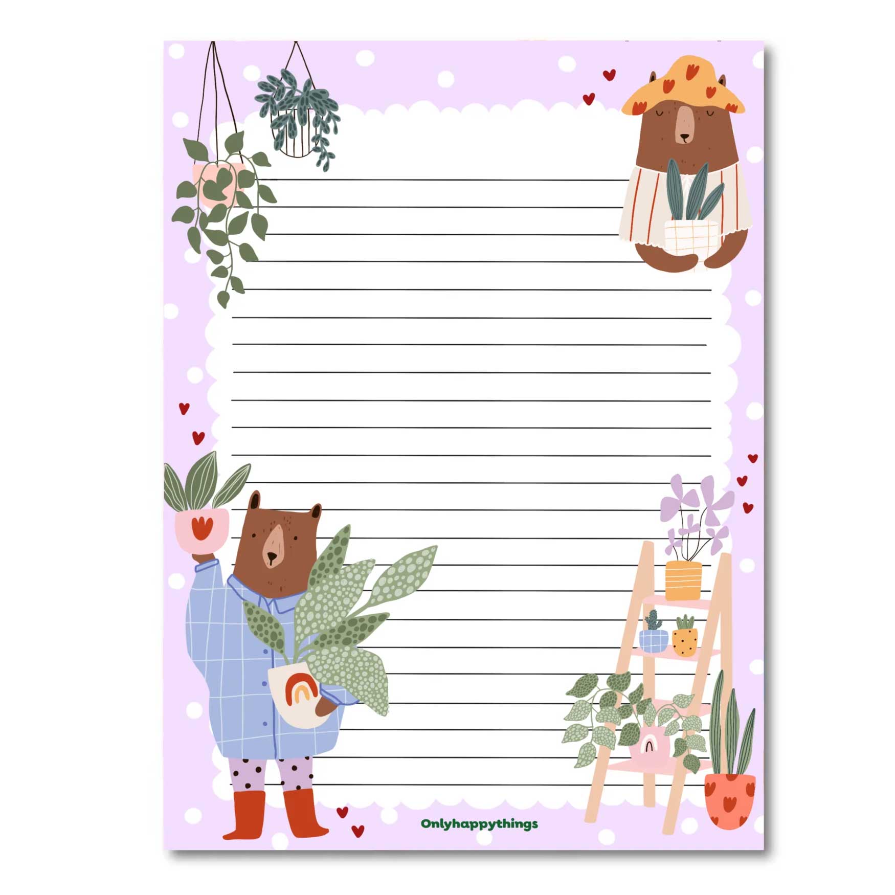 A5 Briefpapier Bears & Plants - Afbeelding 3