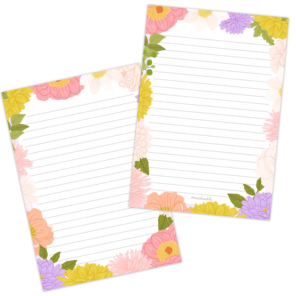 A5 Briefpapier Bloemen - Afbeelding 2