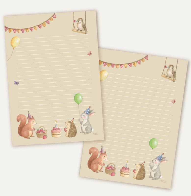 A5 Briefpapier Feestje in het Bos - Afbeelding 2