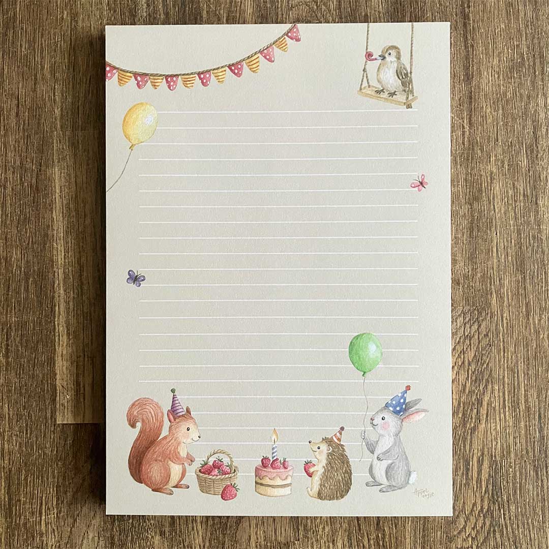 A5 Briefpapier Feestje in het Bos