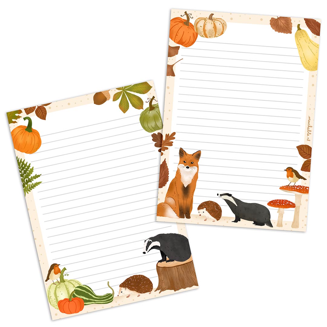 A5 Briefpapier Herfst Dieren en Natuur - Afbeelding 2