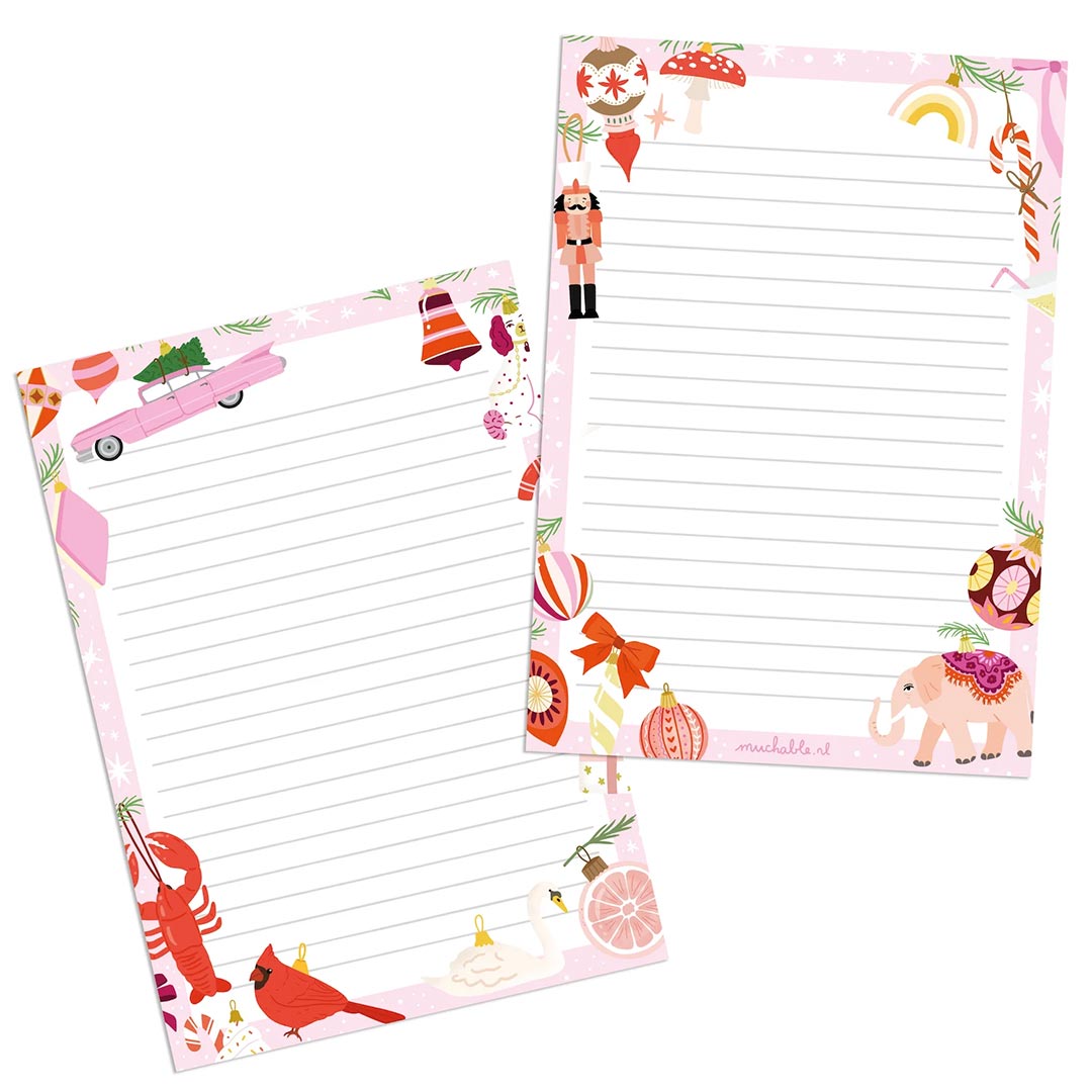a5 briefpapier kerst ornamenten