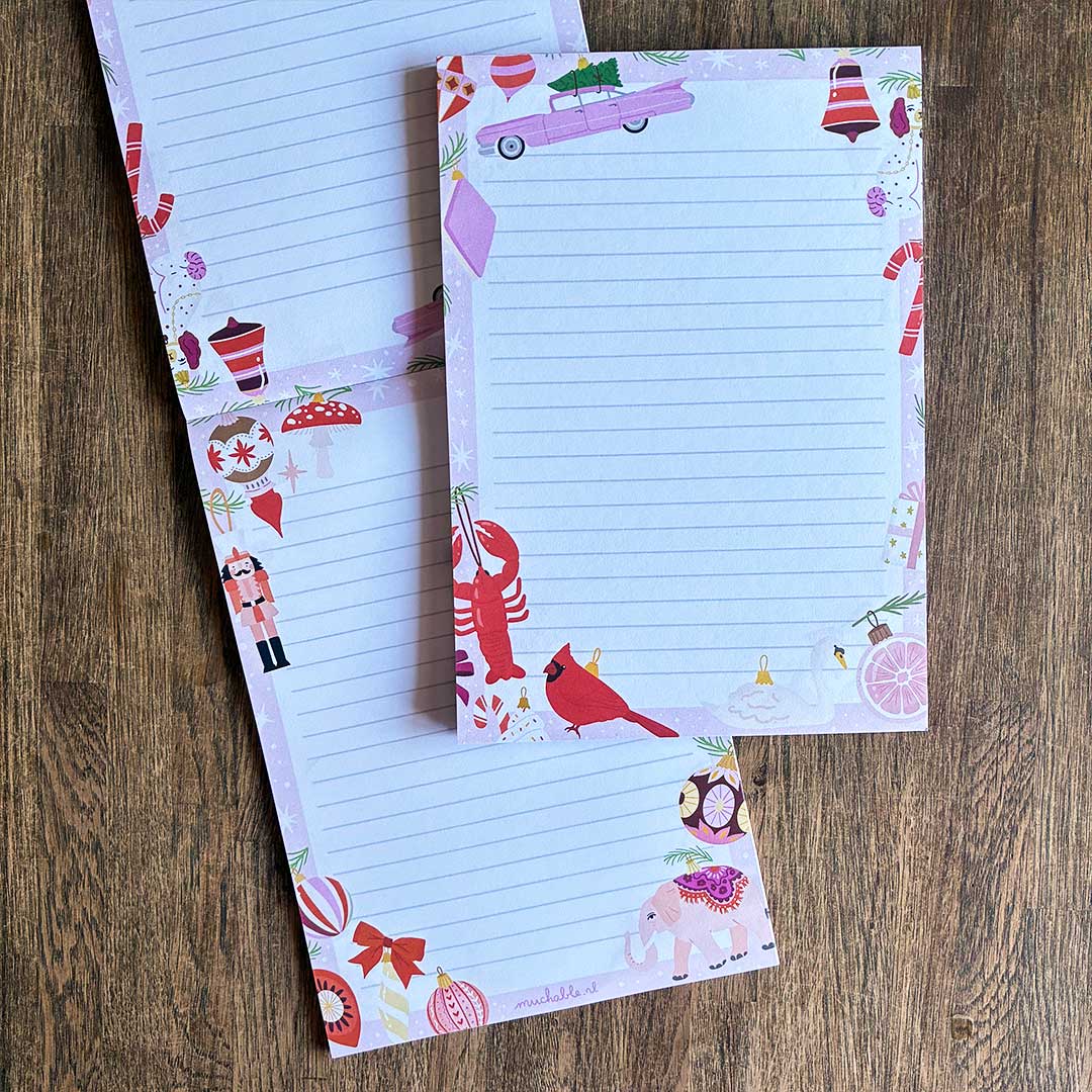 a5 briefpapier kerst ornamenten