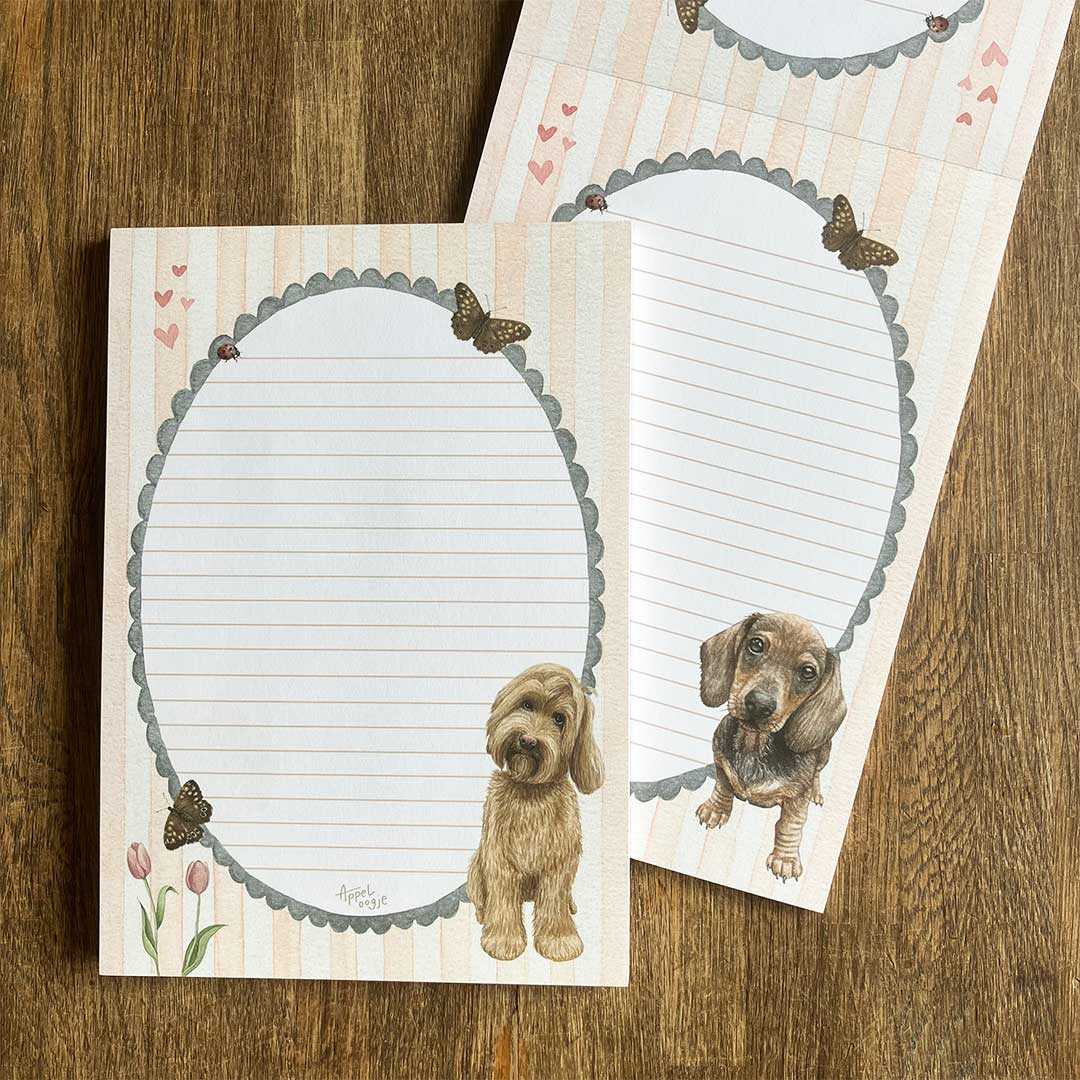 A5 Briefpapier Labradoodle & Teckel