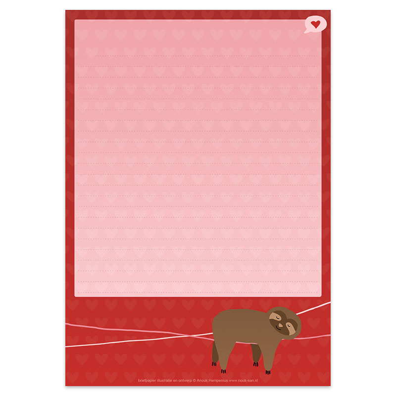 Interessepeiling: A5 Briefpapier Lieve Luiaard - Afbeelding 2