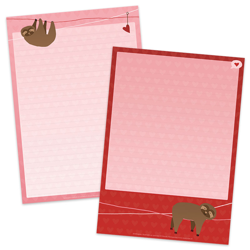 Interessepeiling: A5 Briefpapier Lieve Luiaard