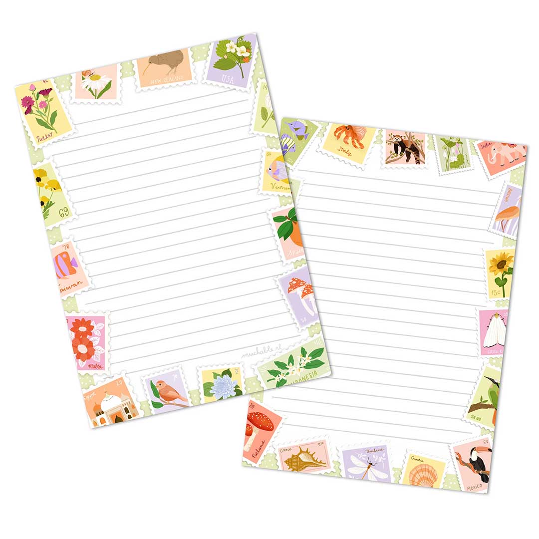 A5 Briefpapier Postzegels - Afbeelding 2