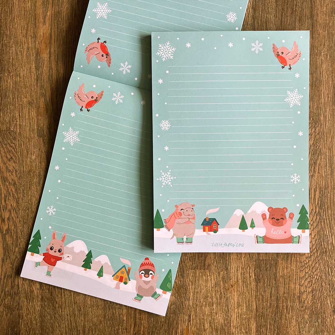 A5 Briefpapier Winter Ice Skating