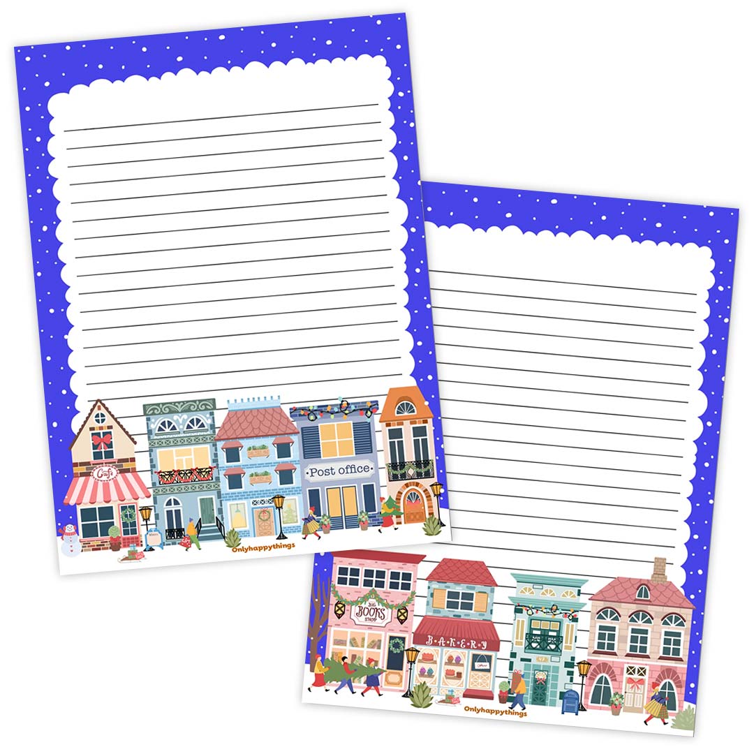 A5 Briefpapier Winter Village - Afbeelding 2