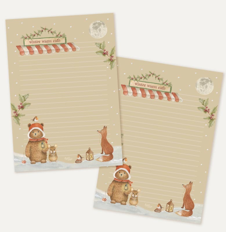 A5 Briefpapier Winter Warm Café - Afbeelding 2