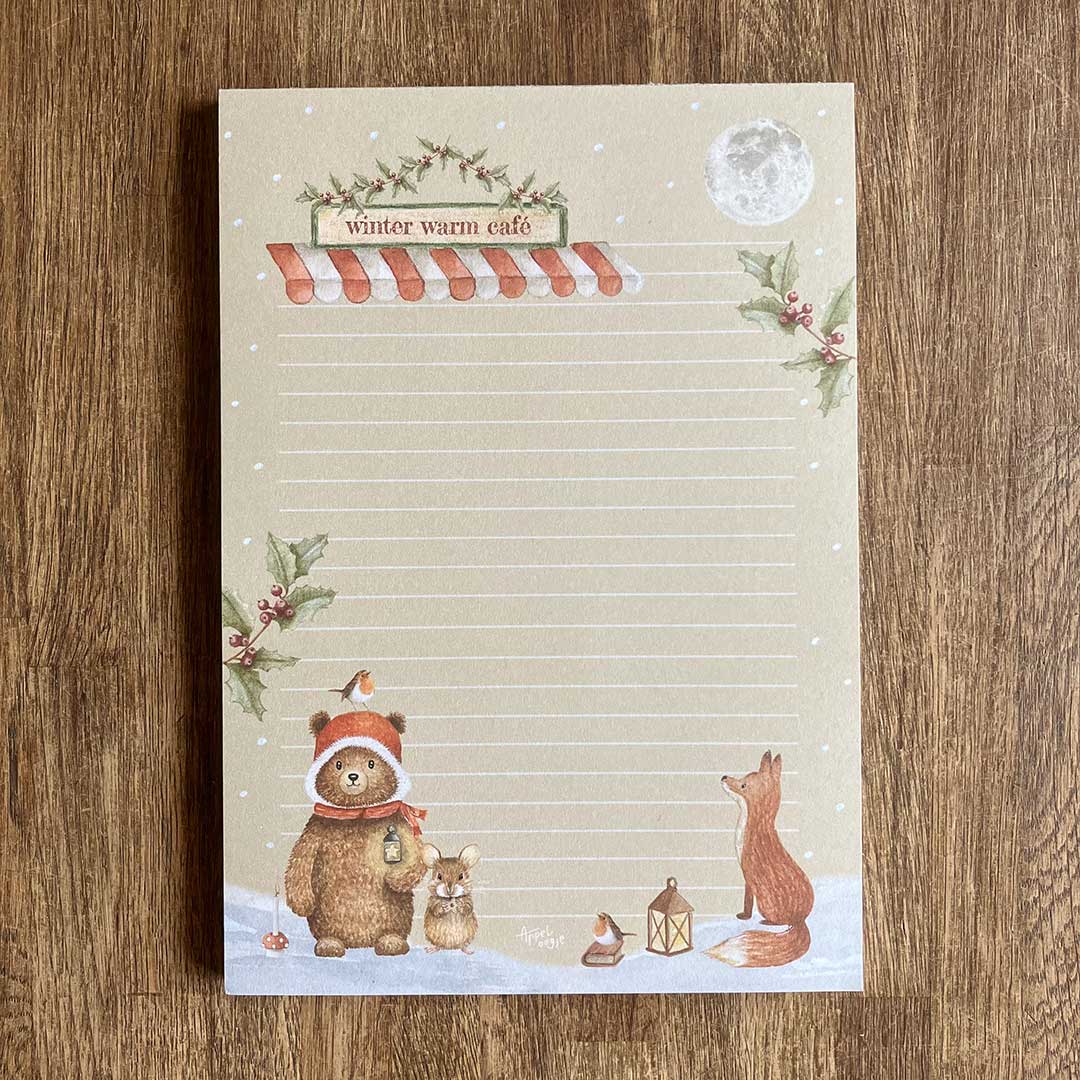 A5 Briefpapier Winter Warm Café