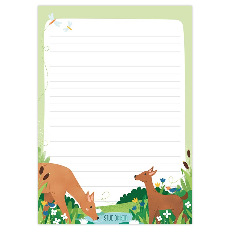 A5 Briefpapier Zwanen en Hertjes - Afbeelding 4