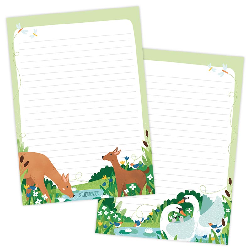 A5 Briefpapier Zwanen en Hertjes - Afbeelding 2