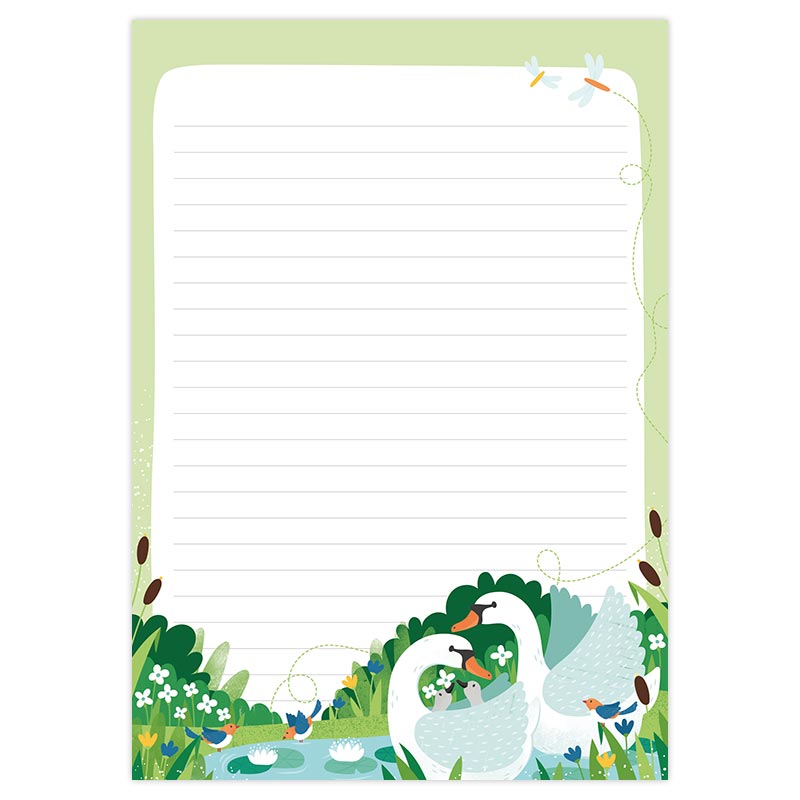 A5 Briefpapier Zwanen en Hertjes - Afbeelding 3